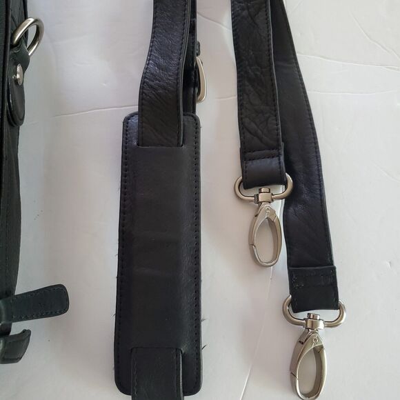 Osgoode Marley Travel Messenger Tablet Carry On Men Black Leather Business Class - Picture 8 of 8